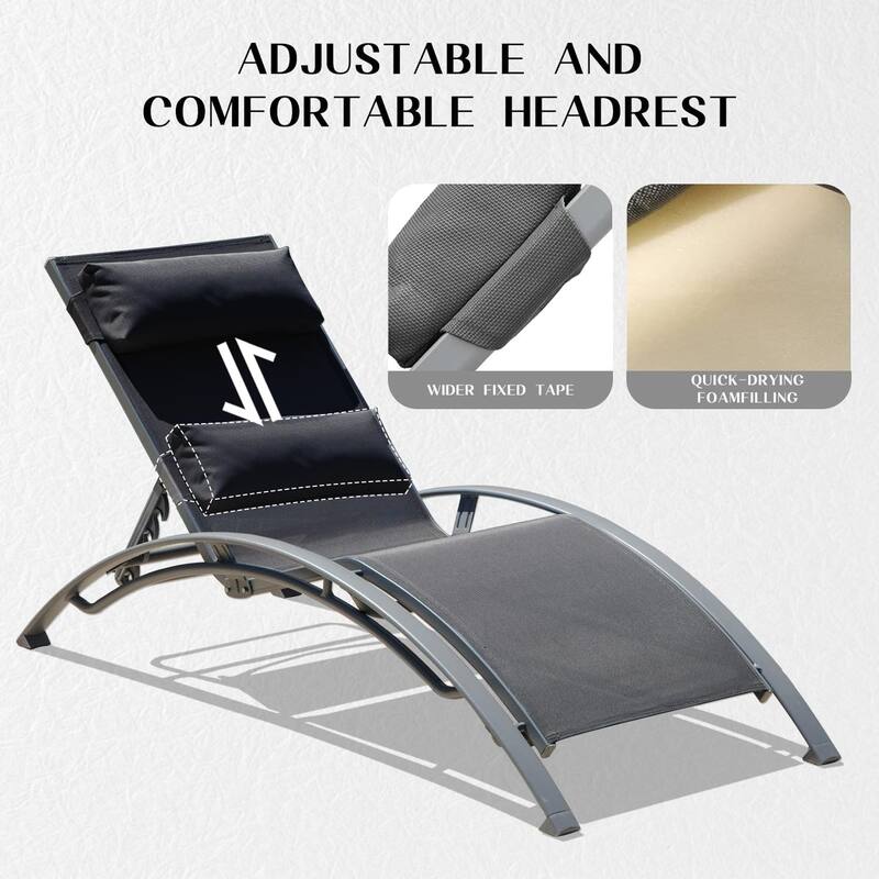 GDFStudio - Adrian Adjustable Aluminum Outdoor Pool Lounge Chair Set with Metal Side Table for All-Weather