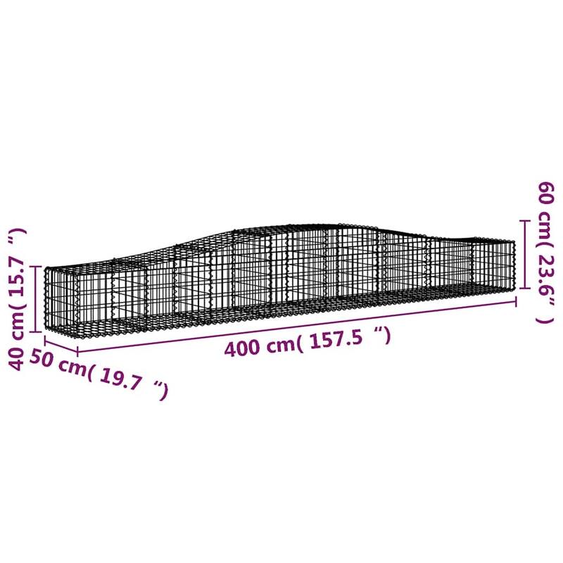 vidaXL Gabion Basket Arched Gabion Basket Planter for Flower Galvanized Iron - 78.7 x 78.7 x 23.6 inch