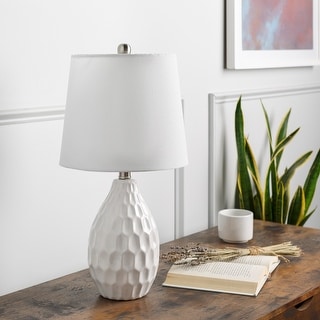 Livabliss Jalen Modern White Ceramic Table Lamp - 22"H x 11"W x 11"D