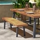 preview thumbnail 5 of 11, Indoor/Outdoor Solid Acacia Wood Slat Top Bench with Wood Legs