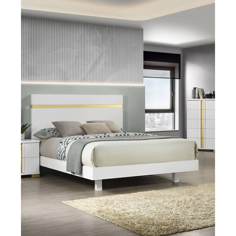 Queen Size Engineered Wood LED Platform Bed with Underbed Lighting and Acrylic Trim