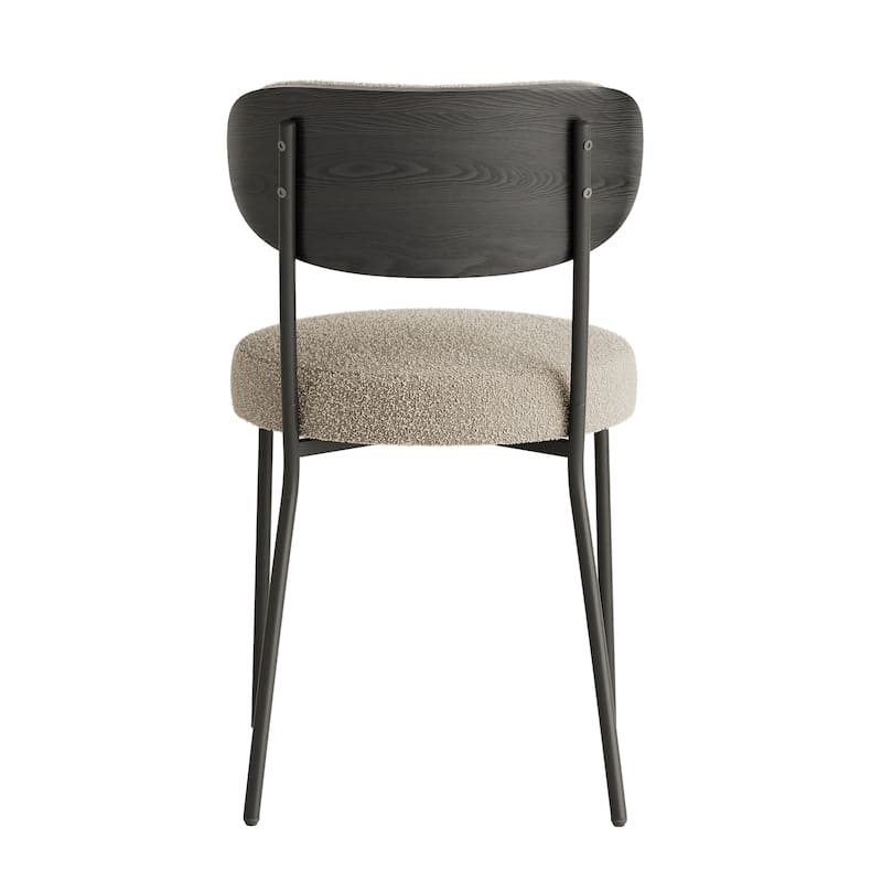 Modern Teddy Dining Chair w/ Metal Legs and Ash Veneer Back(Set of 2)