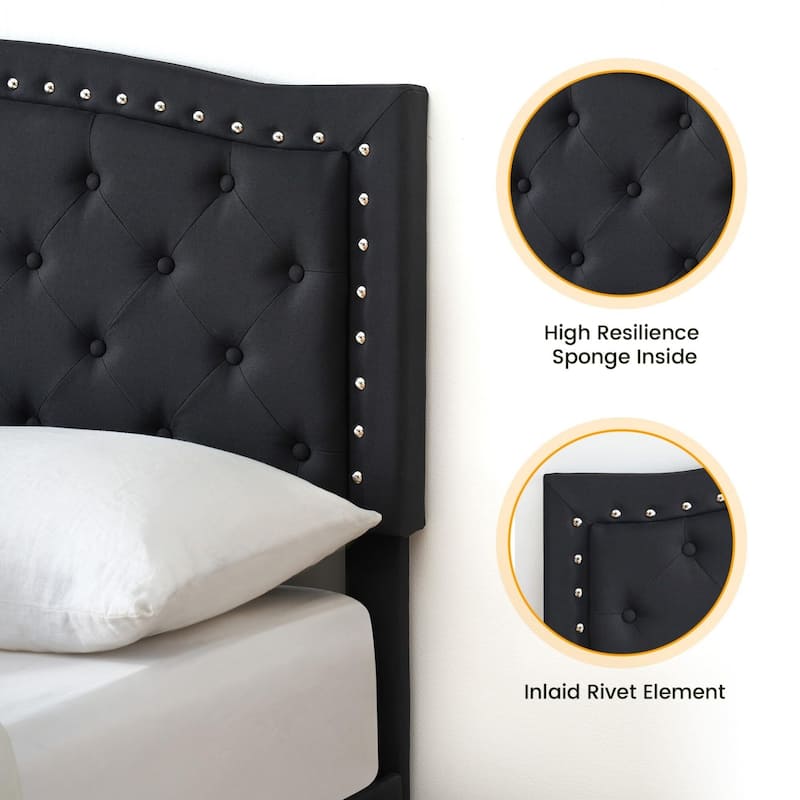 Bed Frame with Button Tufted Headboard
