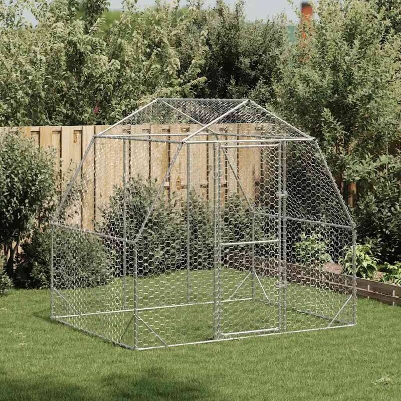 vidaXL Chicken Run Galvanized steel Large Durable Chicken Run - Silver - 78.7 x 98.4 x 88.6