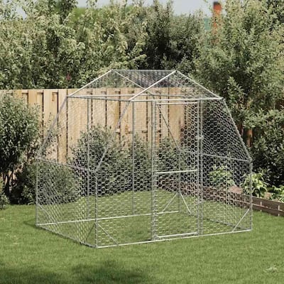 vidaXL Chicken Run Galvanized steel Large Durable Chicken Run - Silver - 78.7 x 98.4 x 88.6