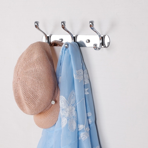Dual Wall Hook Rack Stainless Steel Base 10 Inch 3 Hooks Coat Holder Silver Bed Bath Beyond 28168307