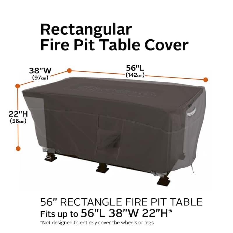 Classic Accessories Ravenna Water-Resistant 56 Inch Rectangular Fire Pit Table Cover