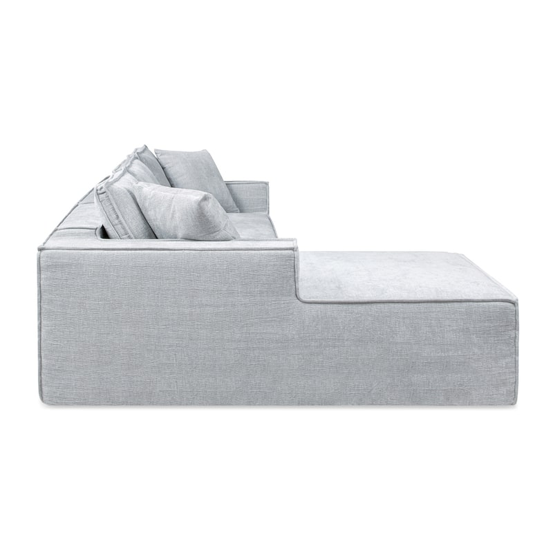 Brenley 110.5" Sofa-in-a-Box Chenille Upholstered Frameless 2-Piece Sectional Sofa