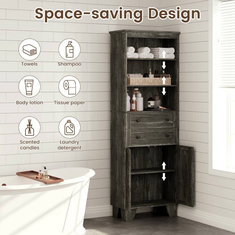 Space-Saving MDF Towel Shelving with Wood Grain Finish and Elegant Handles – Multi-Room Use
