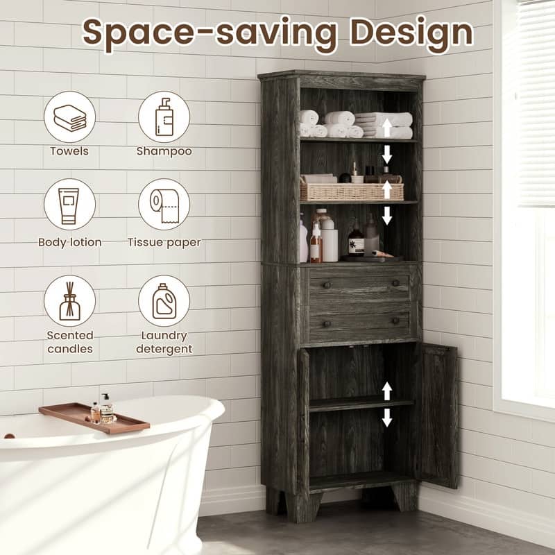 Space-Saving MDF Towel Shelving with Wood Grain Finish and Elegant Handles - Multi-Room Use