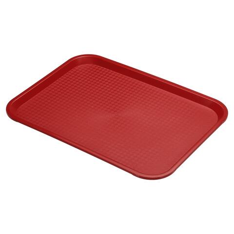 16x12" Fast Food Tray, PP Plastic Multi-Purpose Rectangle Serving Tray, Red