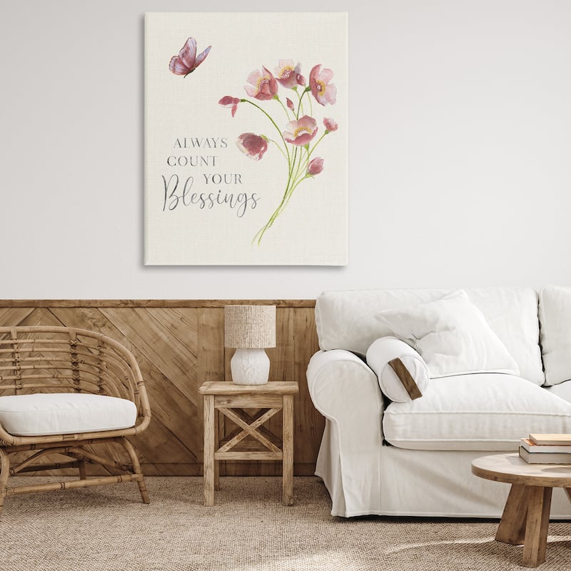 Stupell Count Your Blessings Florals Canvas Wall Art Design By Janet Tava
