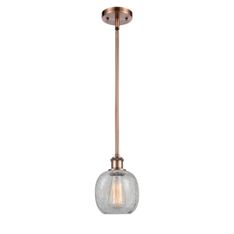 Innovations Lighting Belfast 6" Wide Mini Pendant - Antique Copper / Clear Crackle