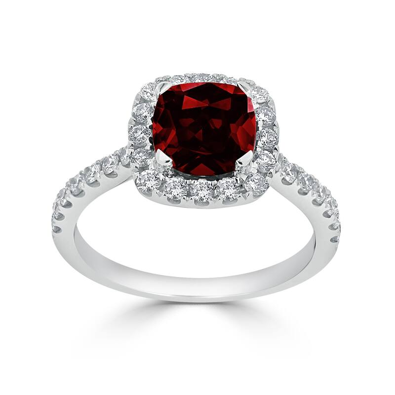 Auriya 1 3/8ct Cushion-cut Garnet and Halo Diamond Engagement Ring 1/2cttw 14k Gold