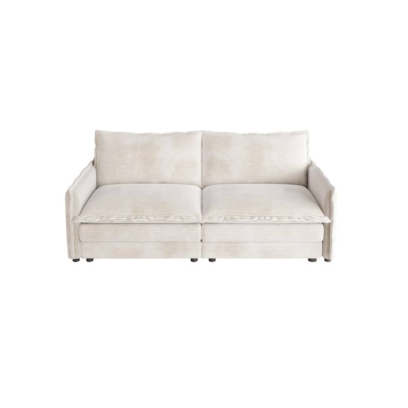 75" Corduroy Deep Seat 2-Seater Sofa with 2 Pillows