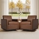 preview thumbnail 66 of 154, Set of 2 Modern Swivel Accent Armchairs Upholstered Arm Chairs Faux Leather - Coffee