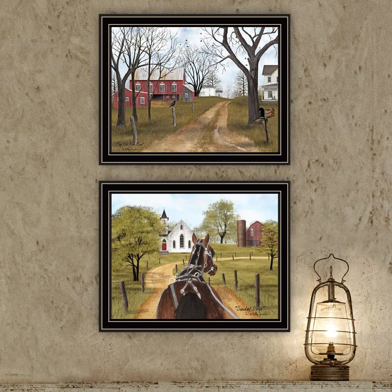 2-Piece Framed Wall Art Set - Sunday Drive & The Old Dirt Road, Black Frame