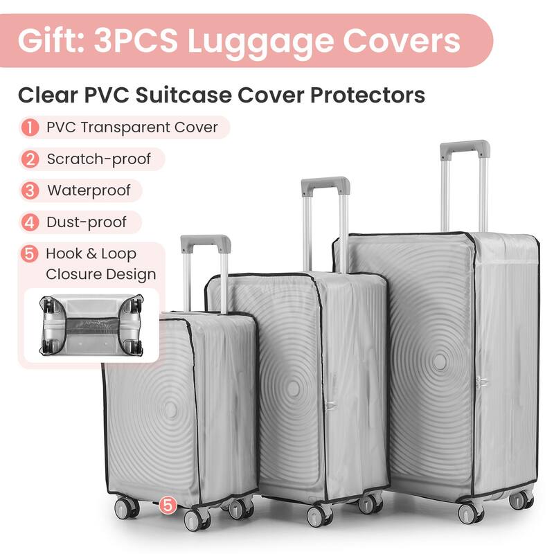 Luggage Sets 3 Piece(20/24/28), Expandable Carry On Luggage with TSA Lock Airline Approved, 100% PC Hard Shell