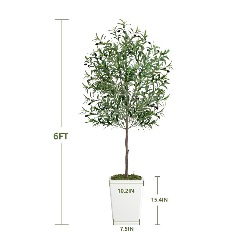 Artificial Olive Tree 6FT with Pot and Moss, Artificial Plants