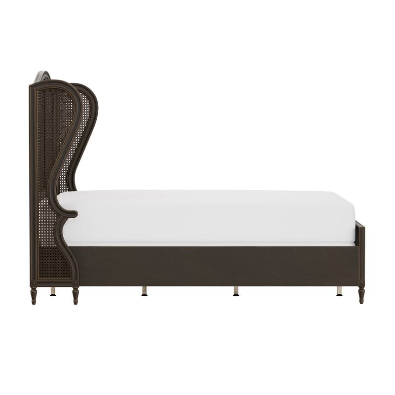 Hillsdale Furniture Sausalito Wingback Wood Cane Panel Bed
