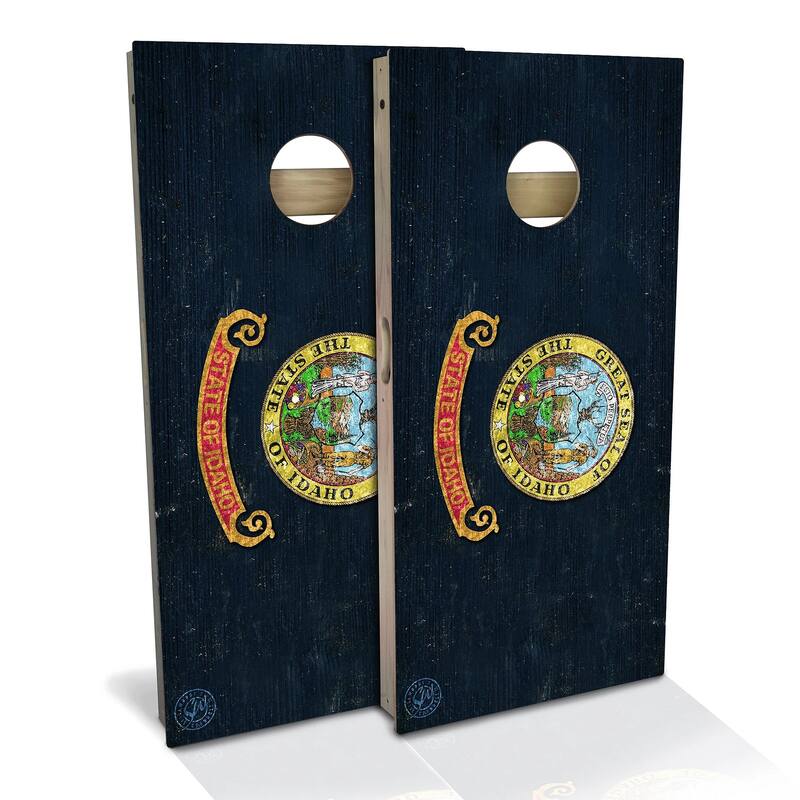 Idaho Flag Outdoor Cornhole Board Set - Backyard 2x4 - Include Case + Hole Lights