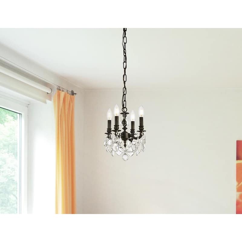 Somette Crystal 4-light Dark Bronze Finish Chandelier