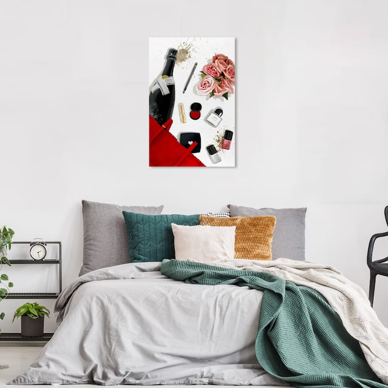 Wynwood Studio Canvas Fashion and Glam Oh, My Bag Red Red and Crimson Glam Wall Art Canvas Print - 36 x 24