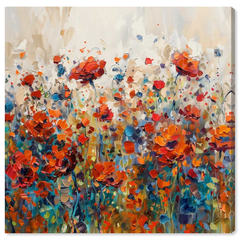 Art Remedy Beautiful Garden Bloom Gallery Wrapped Impressionism 1 Piece Canvas Wall Art - 12 x 12
