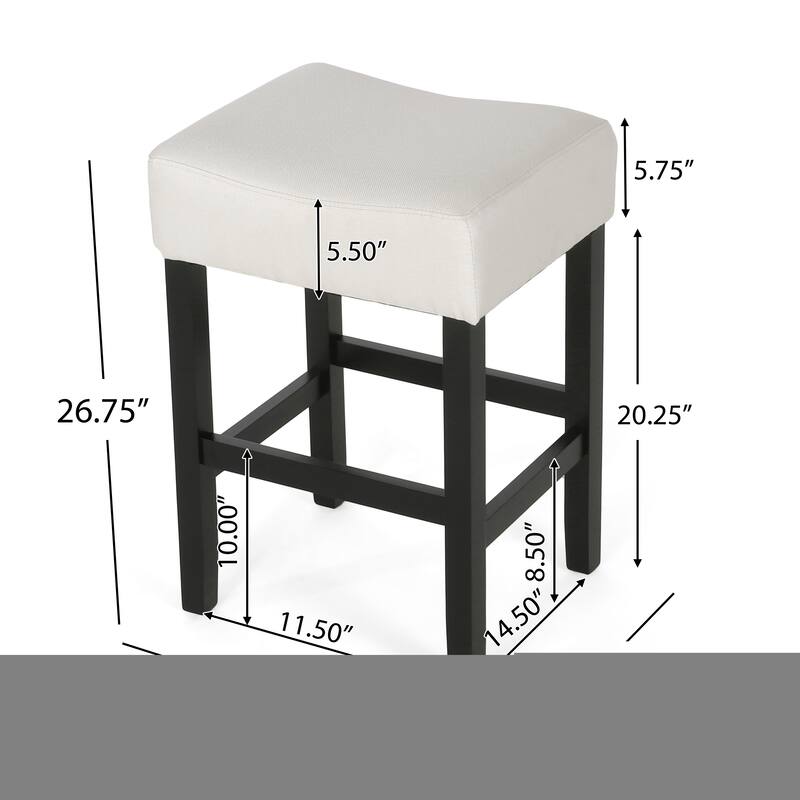 Modern 26.75" Set of 2 Bar Stools with Leather Seat and Backless and Solid Wood Legs for Bar and Dining Room or Living Room