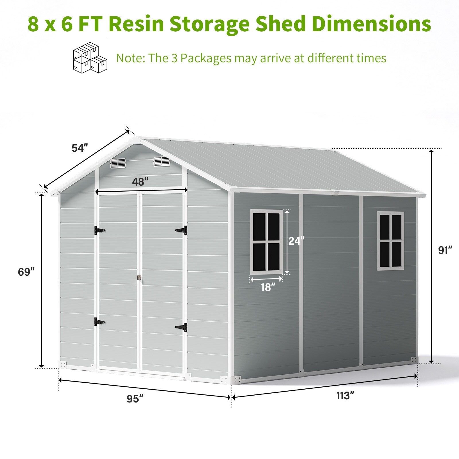 Pocassy 8' x 10'/8' x 6' Outdoor Storage Shed with Lockable Door