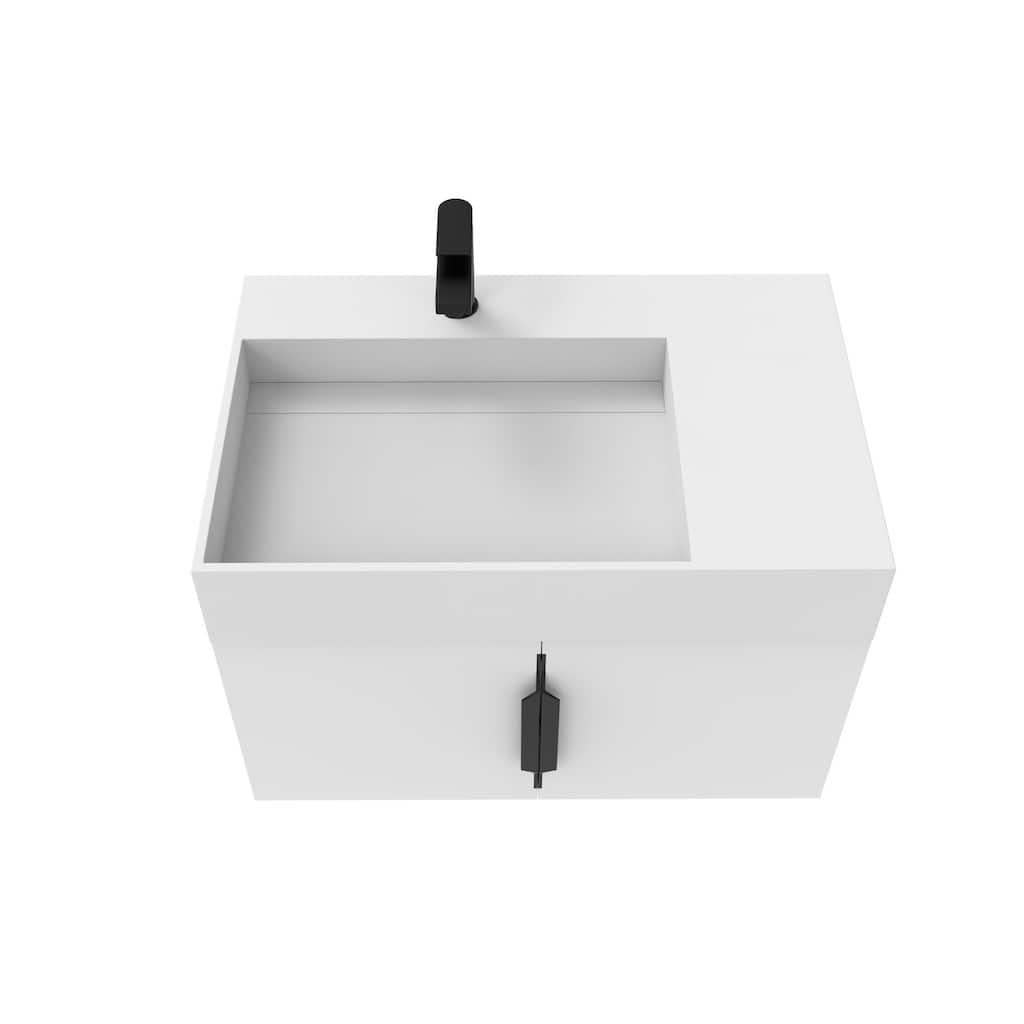 Amazon 30" Wall Mounted Bathroom Left Basin Vanity Set w/ White Top