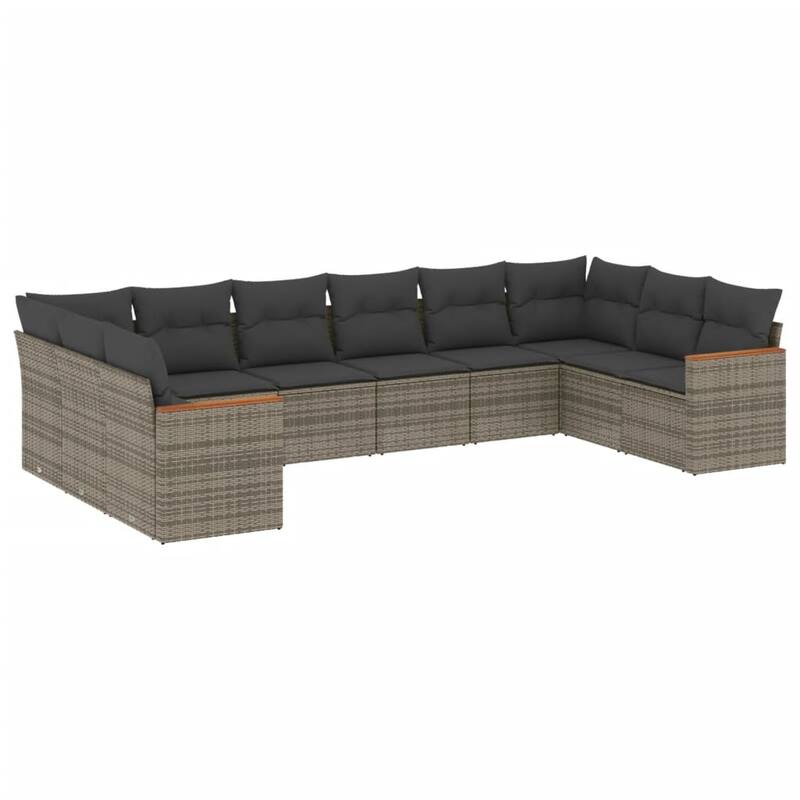 vidaXL Patio Sofa Set with Cushions Outdoor Conversation Furniture Poly Rattan - 24.4 x 24.4 x 27.2 in