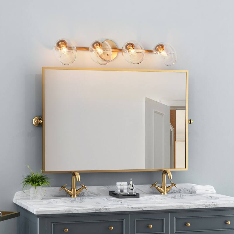 Bela Modern 4-Light Gold Head Adjustable Wall Sconce Linear Vanity Light - W 33"x D 7.2"x H 10.4"