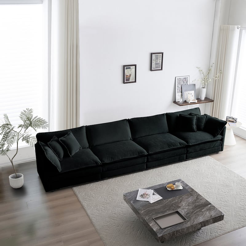 GDFStudio - Silverthorne Chenille 4-Seater Sectional Sofa with Pillow