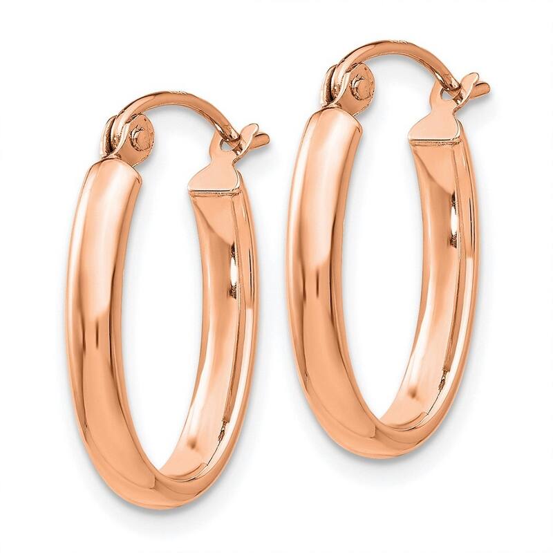 Curata 10k Rose Gold Polished Half Round Oval Hoop Earrings - 20x3.75mm