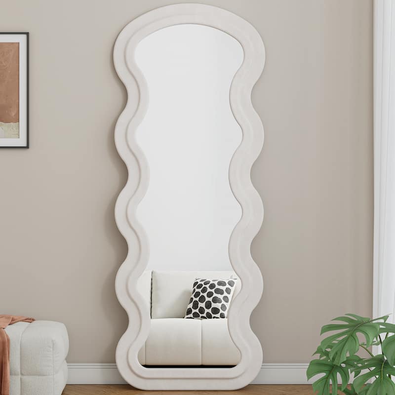 Flannel Full Length Floor Mirror with Stand for Bedroom