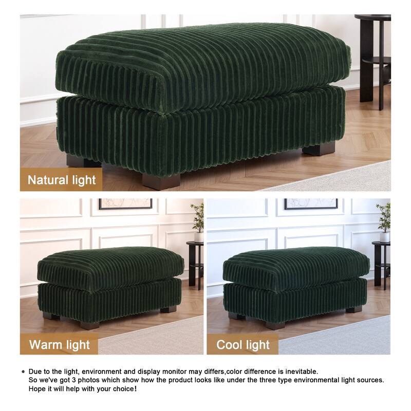 40" W Oversized Rectangle Plush Corduroy Ottoman