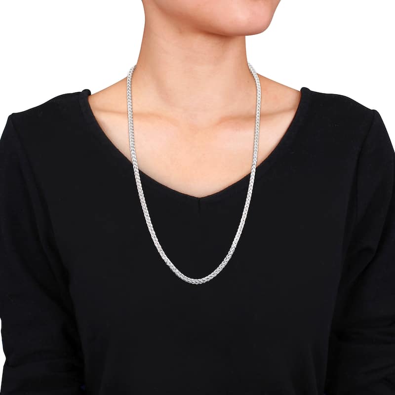 Miadora Sterling Silver Foxtail Chain Necklace