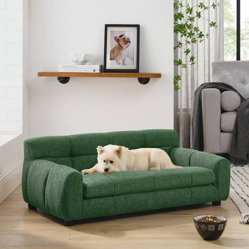 Durable Elevated Dog Sofa Bed,Pet sofa with modern irregular armrest design,Comfortable soft dog sofa