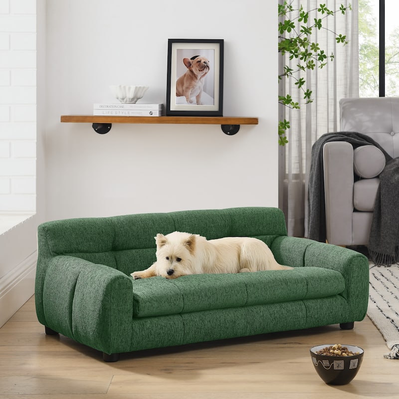 Modern Pet Sofa with Backrest and Armrests Up to 70lbs - Green