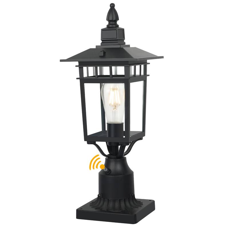 Black Outdoor Post Lantern Fixture with Clear Glass Shade - 1 Pack