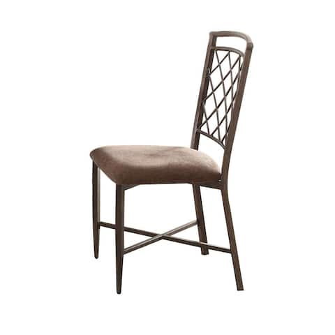 Q-Max Antique Fabric Finish Diamond Pattern Side Chair (Set-2)