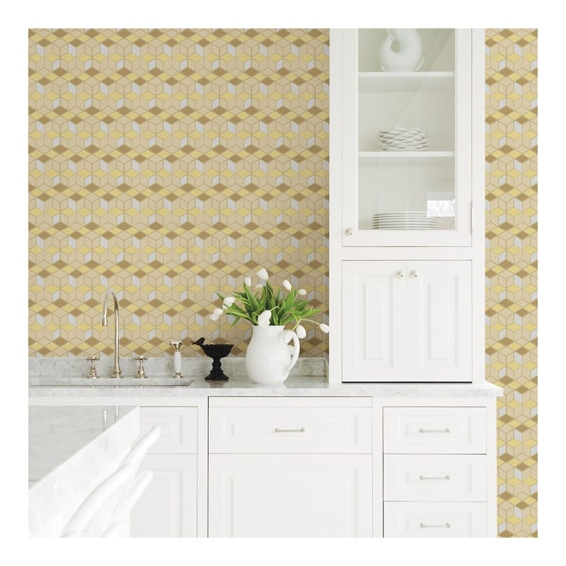 Advantage Joanne Mustard Blox Wallpaper - 21 x 396 x 0.025