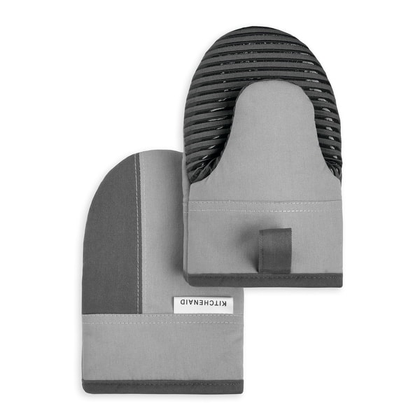 KitchenAid Beacon Mini Oven Mitt Set, Set of 2 - 5.5"x8" - Cool Grey/Contour Silver