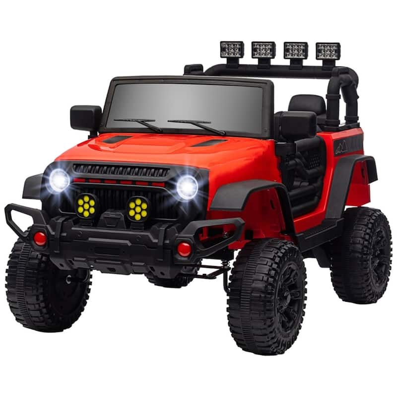 Kids Ride-On Car SUV Design with 2 Motors and Shock-Absorbing Wheels Remote Control - 39.4" L x 24.8" W x 25.6" H - Red-Black