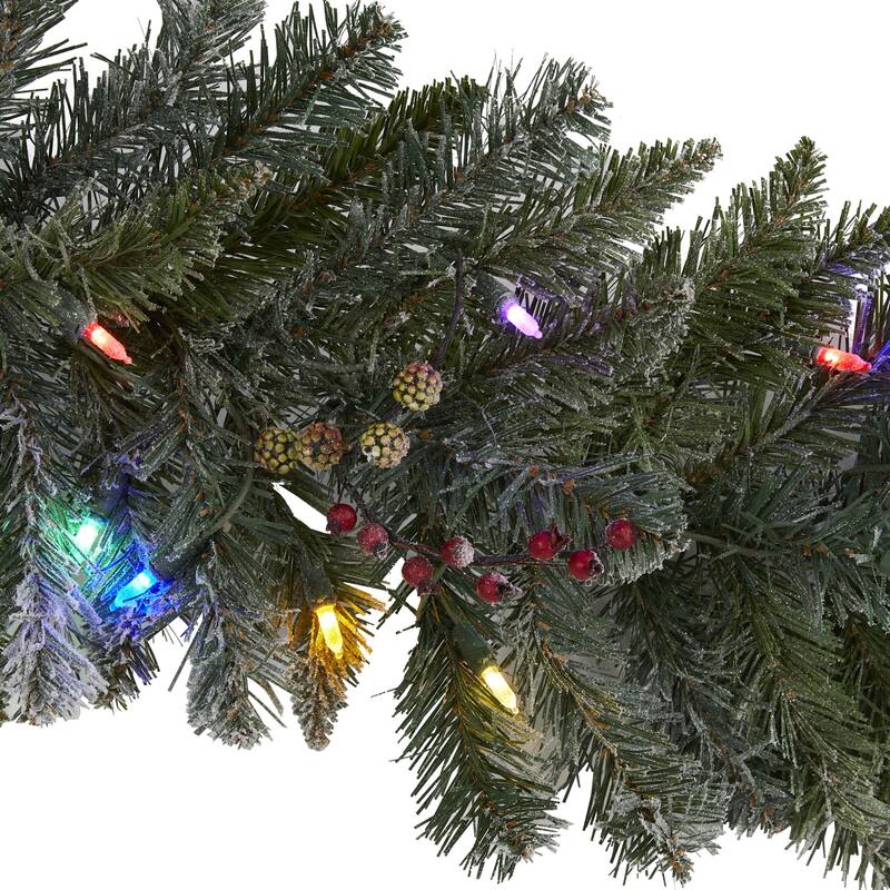 Christmas Garland 6ft Artificial Holiday Decor with Lights & Berries - 72
