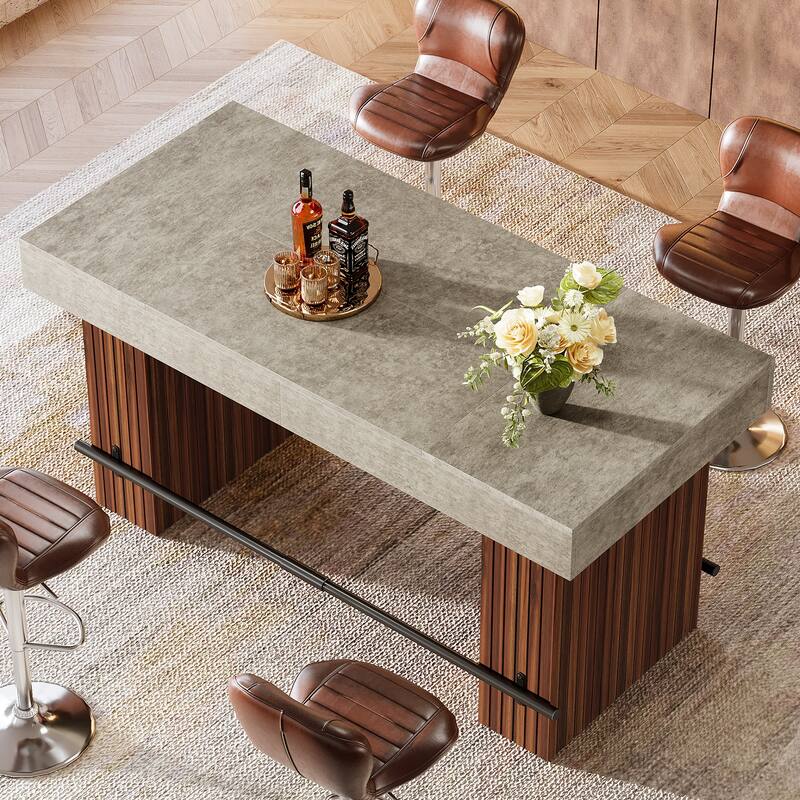 63-Inch Bar Table, Industrial Counter Height Pub Dining Table