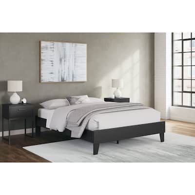 Signature Design by Ashley Socalle Black Platform Bed with 2 Nightstands