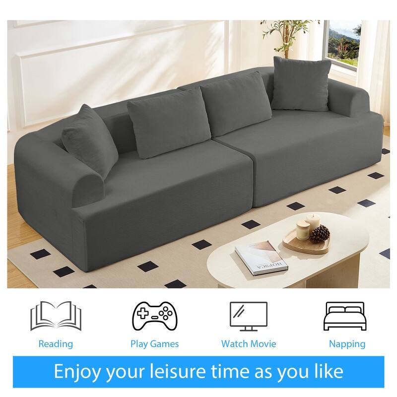 104" Curved Modular Sectional Sofa in Chenille Fabric Modern Minimalist Design Compressed No Assembly Required