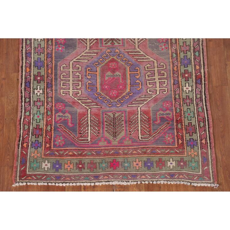 Over-Dyed Ardebil Persian Vintage Runner Rug Handmade Wool Carpet - 3'7"x 10'0"